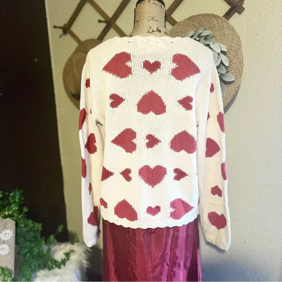 Vintage Norm Thompson Knit Heart Pattern Sweater - Picture 3 of 5